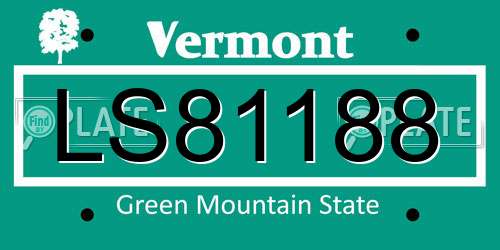 LS81188 Vermont License Plate