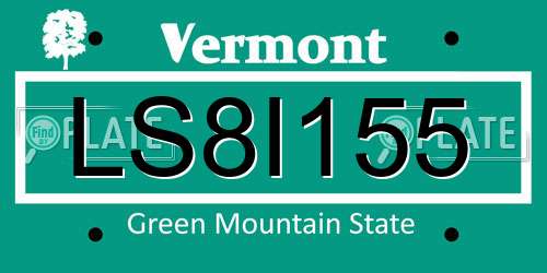 LS8I155 Vermont License Plate