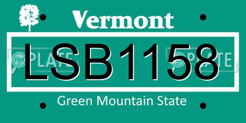 LSB1158 Vermont License Plate