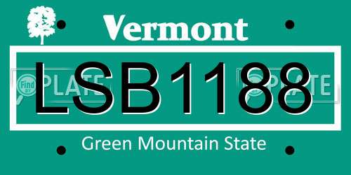 LSB1188 Vermont License Plate