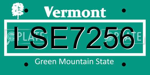 LSE7256 Vermont License Plate