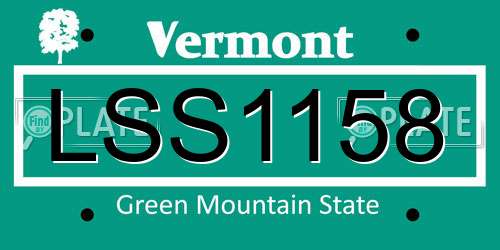 LSS1158 Vermont License Plate