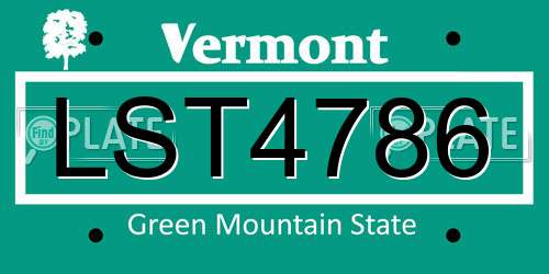 LST4786 Vermont License Plate