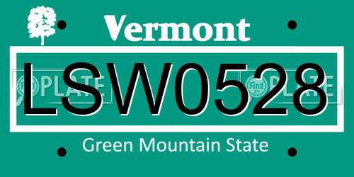 LSW0528 Vermont License Plate