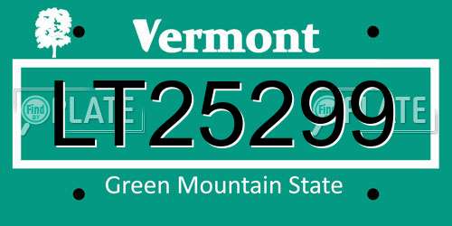 LT25299 Vermont License Plate