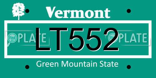 LT552 Vermont License Plate