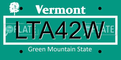 LTA42W Vermont License Plate