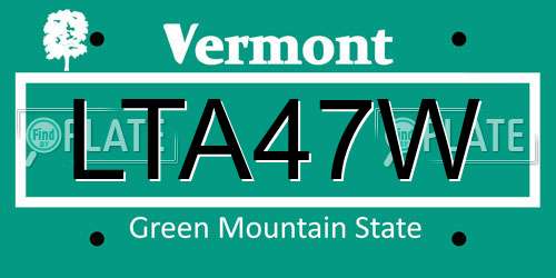 LTA47W Vermont License Plate