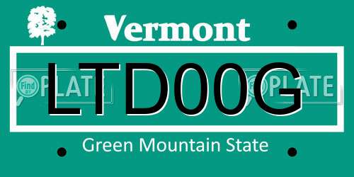 LTD00G Vermont License Plate