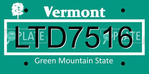 LTD7516 Vermont License Plate