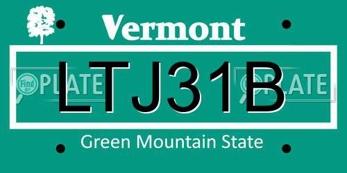 LTJ31B Vermont License Plate