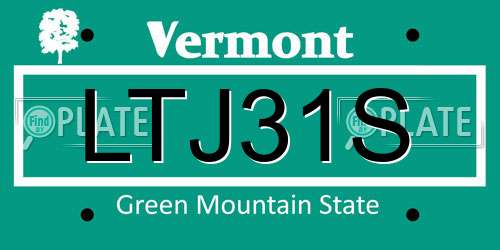 LTJ31S Vermont License Plate