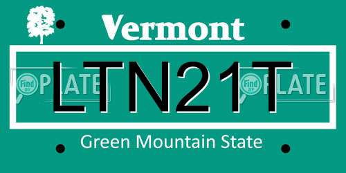 LTN21T Vermont License Plate