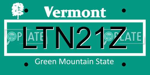 LTN21Z Vermont License Plate