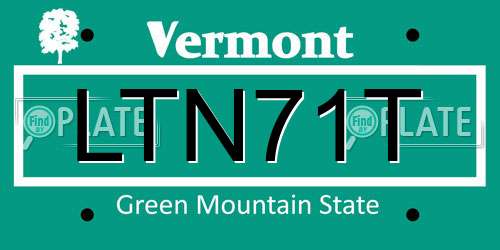 LTN71T Vermont License Plate