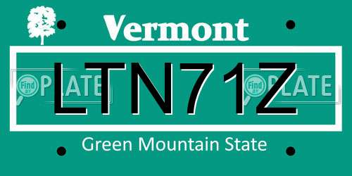 LTN71Z Vermont License Plate