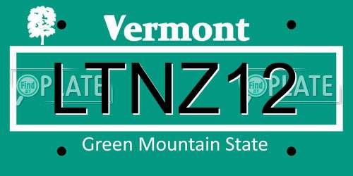 LTNZ12 Vermont License Plate