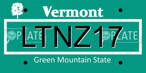 LTNZ17 Vermont License Plate