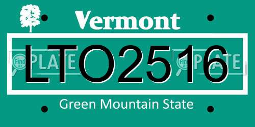 LTO2516 Vermont License Plate