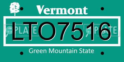 LTO7516 Vermont License Plate