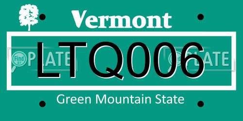 LTQ006 Vermont License Plate
