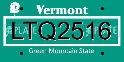LTQ2516 Vermont License Plate