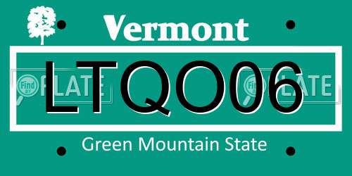 LTQO06 Vermont License Plate