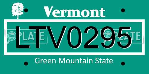 LTV0295 Vermont License Plate