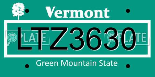 LTZ3630 Vermont License Plate