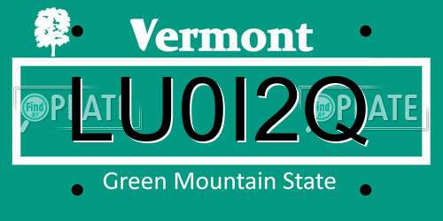 LU0I2Q Vermont License Plate