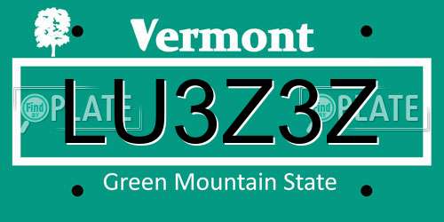 LU3Z3Z Vermont License Plate