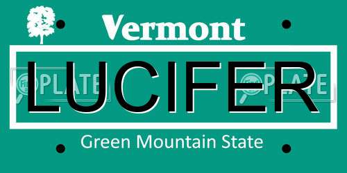 LUCIFER Vermont License Plate