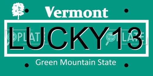 LUCKY13 Vermont License Plate