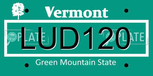 LUD120 Vermont License Plate
