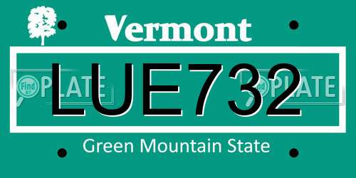 LUE732 Vermont License Plate