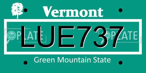 LUE737 Vermont License Plate