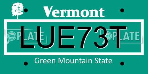 LUE73T Vermont License Plate