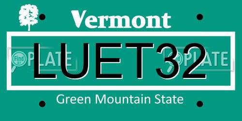 LUET32 Vermont License Plate