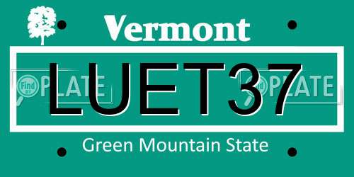 LUET37 Vermont License Plate