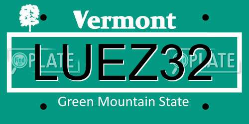 LUEZ32 Vermont License Plate