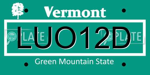 LUO12D Vermont License Plate