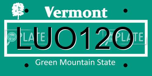 LUO12O Vermont License Plate