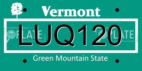 LUQ120 Vermont License Plate