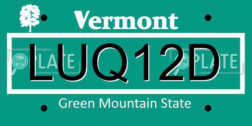 LUQ12D Vermont License Plate