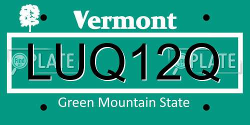 LUQ12Q Vermont License Plate