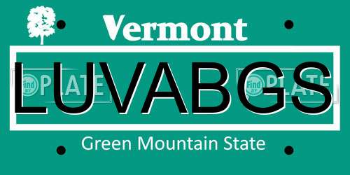 LUVABGS Vermont License Plate