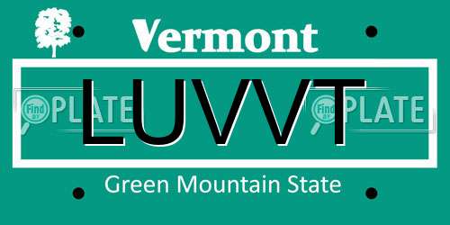 LUVVT Vermont License Plate