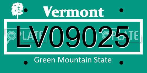 LV09025 Vermont License Plate