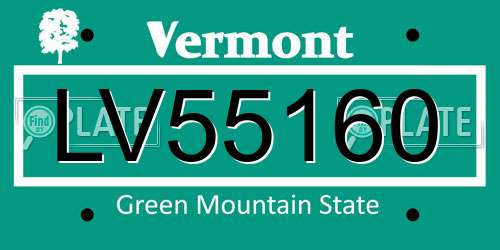 LV55160 Vermont License Plate