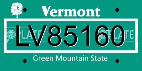 LV85160 Vermont License Plate